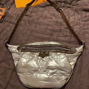super high quality copy of Louis Vuitton silver puffer MonogramPillowBumbag